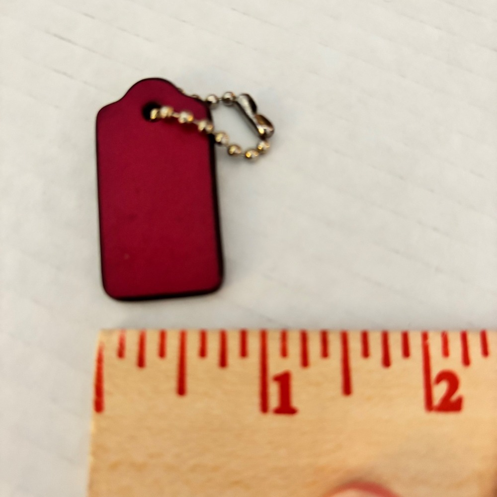 Coach Magenta Pink Leather Replacement Hangtag Silver Ball Chain Bag Charm - Picture 5 of 5